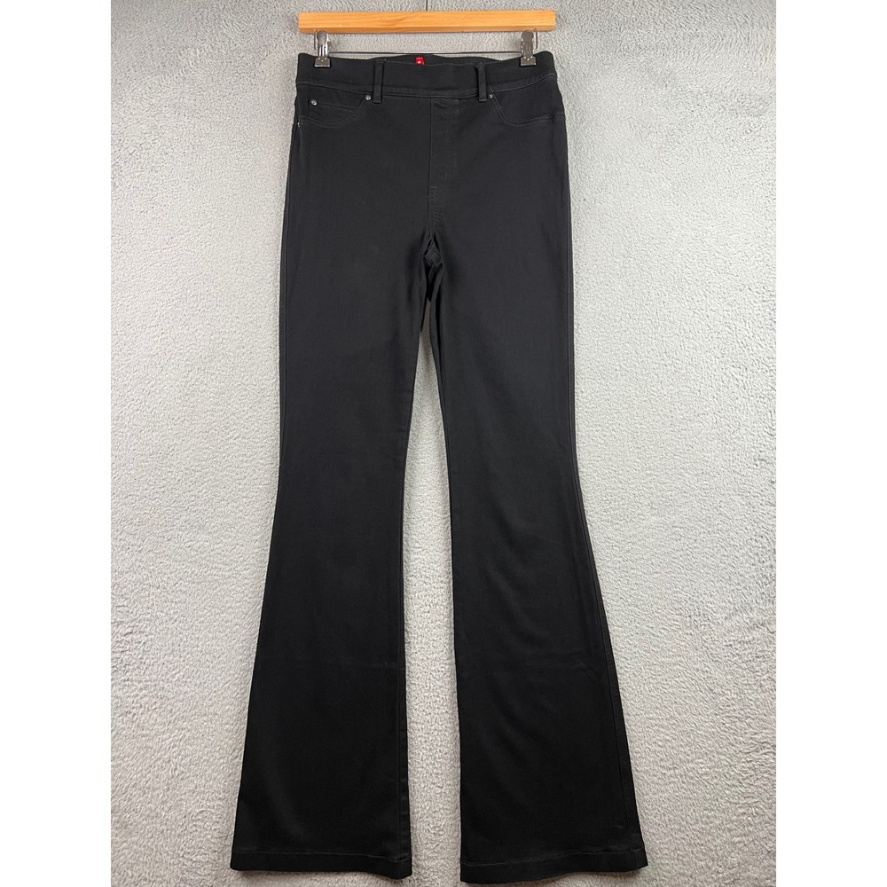 Spanx Flare Jeans Midnight Black High Rise Pull On Stretch Denim Tall Large